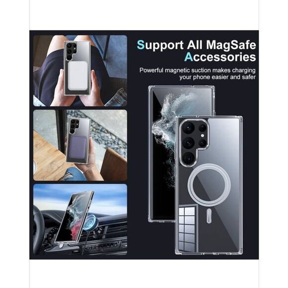 Magnetic Case for Galaxy S23 Ultra - Crystal Clear Case - Picture 3 of 7